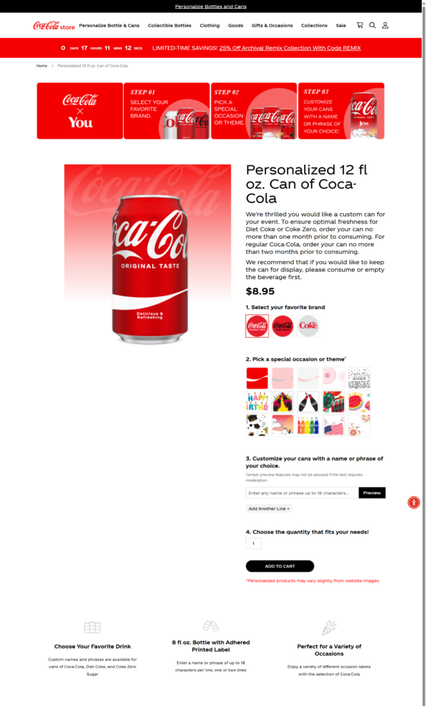 Coca Cola stranica proizvoda